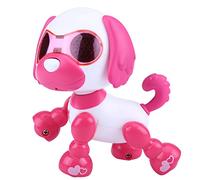 HUSHUI Robot Dog Smart Educational Interactive Toy for Kids Walking Sound Puppy with LED Lights (Rose Red)