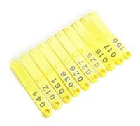 HUSHUI Sheep Ear Tag 100Pcs Durable Integrated Number Identification Card for Livestock Management Polyurethane Yellow 12x2x1.5mm