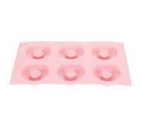 HUSHUI Silicone Donut Mold Nonstick Baking Tray for Homemade Donuts Cakes Biscuits - Heat Resistant and Reusable - 11.4" X 6.7" Pink (Pink)