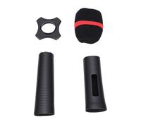 HUSHUI Silicone Microphone Handle Sleeve Enhanced Grip Anti Fall Protector for KTV Home Karaoke 1 Set (Black)