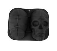HUSHUI Skull Head Baking Mould,Soft Silicone Halloween Skeleton Head Cake Mould for Cake Biscuit Chocolate Candy Ice (Black)