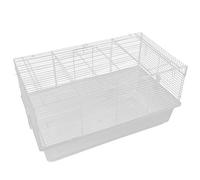 HUSHUI Small Pet Cage with Double Doors for Hamsters Rabbits and Small Dogs - Metal and Plastic Design, Easy Assembly, Portable White Color
