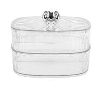 HUSHUI Snack Tray, 2 Layer Divided Plastic Serving Tray with Cover for Dust Proof, for Candy Dry Fruit Nuts Desserts Family Gatherings