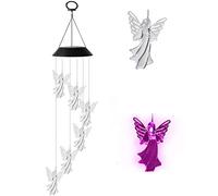 HUSHUI Solar Wind Chimes,Outdoor Angel Solar Wind Chimes Light,7 Color Changing Solar Mobile Waterproof LED Wind Chimes for Home Party Yard Garden Decor