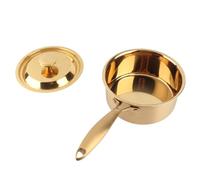 HUSHUI Stainless Steel Milk Pot Thickened for Cooking 2.4L with Lid Suitable for Induction and Electric (Gold)