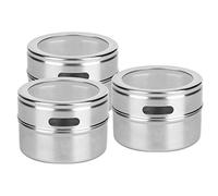 HUSHUI Stainless Steel Seasoning Pot, 3Pcs Magnetic Condiment Bottle with Dust Proof Cover and Fine Mesh, for Kitchen Restaurant Barbecue