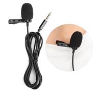 HUSHUI Tie-Clip Microphone Mini Recording Device for Smartphones, Lightweight Black Pocket Size, 1.5m Length, Ideal for Interviews and Video Calls