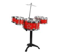 HUSHUI Toddler Jazz Drum Kit, 5 Drums 1 Cymbal 2 Drum Sticks ABS Material, with Easy Assembly for Kids Musical Education Hand Eye Coordination (Red)