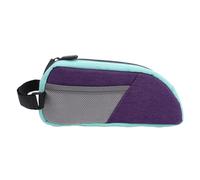 HUSHUI Top Tube Bike Bag, Water Resistant Nylon with Quick Access Zipper and Adjustable Straps, 0.8L Slim Frame Bag for Mountain Road Bikes (Purple Green)