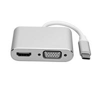 HUSHUI Type-C Adapter High-Definition VGA DVI Displayport Hub for Home Office 4K Resolution - Aluminium Alloy (Silver)