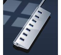 HUSHUI USB 3.0 Hub Premium Aluminum Alloy 7-Port Docking Station for Notebook Computers - Plug and Play - High-Speed Data Transfer