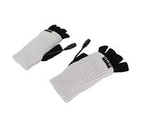 HUSHUI USB Heated Gloves Fingerless Winter Warmer Soft Comfortable for Office Work Cycling Polyester 1 Pair (Light Gray)