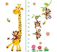 HUSHUI Wall Height Chart Growth Chart for Kids,Cartoon Giraffe Monkey Height Measure Wall Stickers Home Decor For Kids Rooms Decals Wall Art