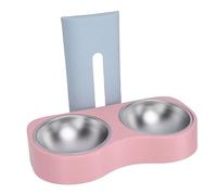 HUSHUI Wall Mounted Pet Feeding Bowl Adjustable Height Double Bowls Anti Tip Design for Cats and Dogs Stainless Steel 12.7 X 12.1 X 6.1in (Blue and Peach)