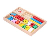 HUSHUI Wooden Abacus Arithmetic Blocks Colorful Math Learning Toy for Early Education Children 26.8 X 18.1cm