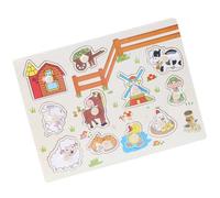 HUSHUI Wooden Cognitive Puzzle for Kids Educational Learning Toy with Hand Grip - Non- Safe Material - Colorful Number Animal Fruit Design (A3006(animal))