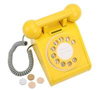 HUSHUI Wooden Simulation Telephone Pink Old Fashioned Dial Phone Lightweight Multicolor Fun for Children's Play (Yellow)