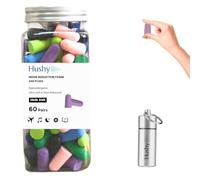 Hushy Premium Earplugs -120-Pack Foam Earplugs for Sleep, Noise Cancelling Ear Plugs with 38dB SNR, Ultra Soft Hypoallergenic Ear Plugs for Sleeping, Study & Travel, with Carry Case (Multi-Colour)