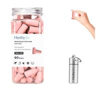 Hushy Premium Foam Earplugs for Sleep, 120-Pack, 38dB SNR Noise Cancelling Ear Plugs, Ultra Soft Hypoallergenic Earplugs for Sleeping, Study & Travel with Carry Case (Pink)