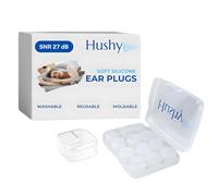 Hushy Silicone Ear Plugs for Sleeping, 6 Pairs Reusable Silicone Noise Cancelling Sleep Ear Plugs for Snoring, Side Sleepers & Noisy Neighbours, Waterproof Earplugs for Swimming, 27dB SNR