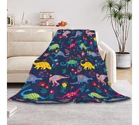 HUSITI Colorful Dinosaurs Dino Flannel Blanket Throw,Blankets for Couch Sofa Bed Lounging,Home Blanket Decoration, for Adults Wife Self,50"x60"