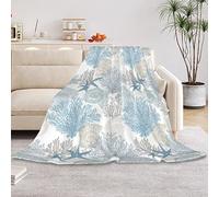 HUSITI Nautical Blue Coral Coastal Decor Throw Blanket,Flannel Soft Home Decor for Women Men Birthday Gifts, GentleSoft Cozy Fruit Pattern Blankets for Couch Bed Camping,50"x60"