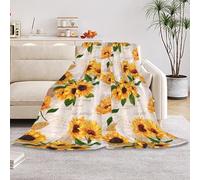 HUSITI Vintage Sunflower, Yellow Flower Decor Throw Blanket,Flannel Soft Home Decor for Women Men Birthday Gifts, GentleSoft Cozy Fruit Pattern Blankets for Couch Bed Camping,50"x60"