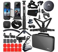 Husiway Accessories Kit for Insta360 X5 / X4 Camera Mount Bundle with Carrying Case, Selfie Stick, Tripod, Chest Strap,Mounts 60I