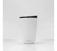 Huskee 12oz Stainless Steel Coffee Cup, Reusable, Stackable, Insulated, Ceramic-Lined, with Lid, Travel Cup for Hot Drinks (White)