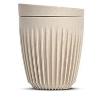 HUSKEE Coffee Cups with Lids - Reusable Coffee Cup with Unique Fins for Espresso, Cappuccino, Americano, Mocha - Insulated & Portable Latte Cups Made with Repurposed Coffee Husks (Natural, 8oz)