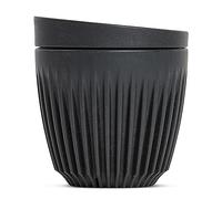 HUSKEE Coffee Cups with Lids - Reusable Coffee Cup with Unique Fins for Espresso, Cappuccino, Americano, Mocha - Insulated & Portable Latte Cups Made with Repurposed Coffee Husks (Charcoal, 6oz)