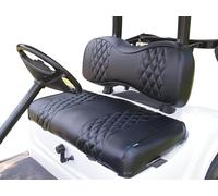 Huskey 4PCS Golf Cart Front/Rear Seat Covers for EZGO RXV 2008-UP G&E Models Custom Two-Tone Black Diamond Stitching with Black Piping, Marine Grade Vinyl Material, Staple on Design