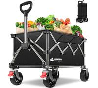 Huskfirm Collapsible Wagon Cart Foldable Compact Grocery Wagon with 220LBS Weight Capacity Heavy Duty Folding Utility Wagon Lightweight Portable Shopping Wagon for Sports, Garden, Camping, Fishing