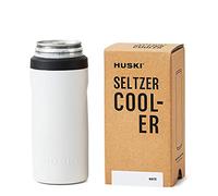 Huski Seltzer Cooler | NEW | Premium 12oz Skinny Drink Holder for Hard Seltzer, Beer, Soda Slim Cans | Triple Insulated 316 Stainless Steel | Seamless Design | Works as a Tumbler (White)