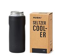Huski Seltzer Cooler | NEW | Premium 12oz Skinny Drink Holder for Hard Seltzer, Beer, Soda Slim Cans | Triple Insulated 316 Stainless Steel | Seamless Design | Works as a Tumbler (Black)