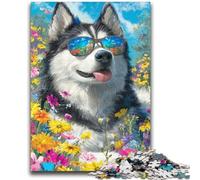 Huskies And Flowers 2000 Piece Jigsaw Puzzles for Adults,Challenging Game And Family Play Wall Decoration Unique Birthday And Xmas Gifts (70X100cm)