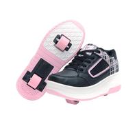 HUSKSWARE 2-Wheel LED Roller Skate Shoes for Kids Boys Girls - Adjustable Light-Up Sneakers with USB Charging - Retractable Skating Shoes for Outdoor Sports - EU 27-40 - Black Pink Gold Silver White