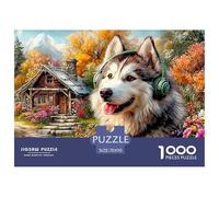 Husky 1000 Piece Cardboard Jigsaw Puzzles Cute Pet Every Piece Unique, Softclick Technology Perfect for Game Nights High Resolution 70x50cm/1000pcs