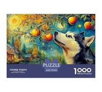 Husky 1000 Piece Cardboard Jigsaw Puzzles Cute Pet Every Piece Unique, Softclick Technology Perfect for Game Nights High Resolution 70x50cm/1000pcs