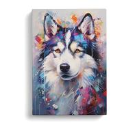 Husky Art Informel Art No.3 Canvas Print | Gallery Wrapped 30mm Frame Wall Decor | 30x20 inches | Ready to Hang | Contemporary Picture | Living Room Bedroom Lounge Office