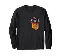 Husky As Witch in Pocket Halloween Dog Owner Family Long Sleeve T-Shirt