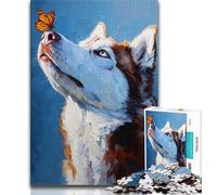 Husky Butterfly Jigsaw Puzzles for Adults 1000 Piece Puzzle,for Educational Game Challenge Toy for Is Ideal As A Gift for The Whole Family (38x26cm)