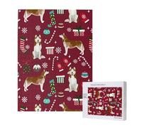 Husky Candy Canes Stockings Holiday Dog Ruby,500 Pieces Wooden Jigsaw Family Game Jigsaw Puzzles for Adults Teens