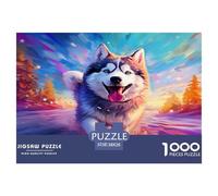 Husky - Cartoon Animal Jigsaw Puzzles Puzzle for Adults Kids. 1000 Pieces Great Gifts Challenge Toy Educational Games Home Decoration for Adults& Kids Age 14 Years Up 38x26cm/1000pcs
