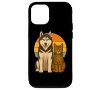 Husky Cat Retro Sunset Pet Best Friends Case for iPhone 12/12 Pro