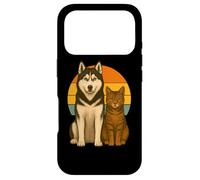 Husky Cat Retro Sunset Pet Best Friends Case for iPhone 17 Pro