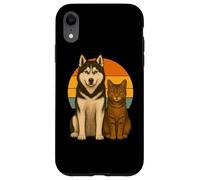Husky Cat Retro Sunset Pet Best Friends Case for iPhone XR
