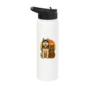 Husky Cat Retro Sunset Pet Best Friends Stainless Steel Insulated Water Bottle