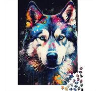 Husky Colorful Paper Puzzles 1000 Piece Jigsaw Puzzles for Adults Educational Game Challenge Toy Christmas Eve Gifts 1000pcs (38x26cm)