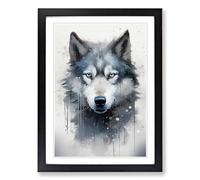 Husky Conceptual Framed Print | A2 Black Framed Wall Art | Ready to Hang | Modern Animal Picture | Living Room Bedroom Lounge Office